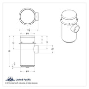 UP-28202 13" Stainless Air Cleaner Housing for Peterbilt/Kenworth Dark Slate Gray