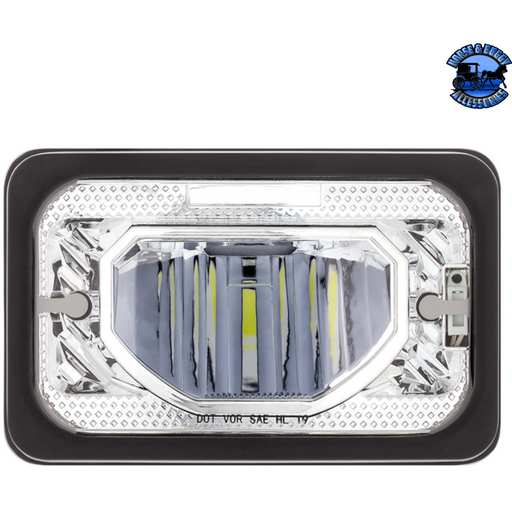 Gray ULTRALIT - HEATED 4" X 6" LED HEADLIGHT WITH GLASS LENS & ALUMINUM HOUSING (Choose Color) (Choose High or Low) Heated LED Headlight Chrome / Low Beam,Chrome / High Beam,Black / Low Beam,Black / High Beam