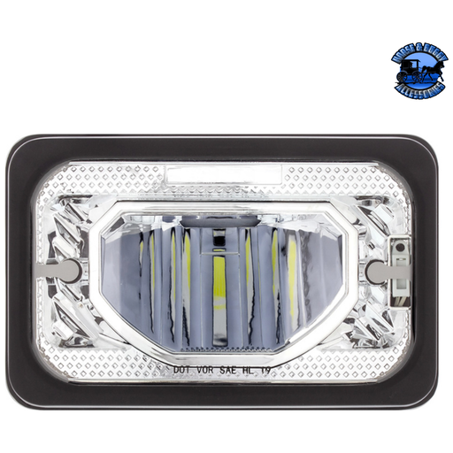 Gray ULTRALIT - HEATED 4" X 6" LED HEADLIGHT WITH GLASS LENS & ALUMINUM HOUSING (Choose Color) (Choose High or Low) Heated LED Headlight Chrome / Low Beam,Chrome / High Beam,Black / Low Beam,Black / High Beam