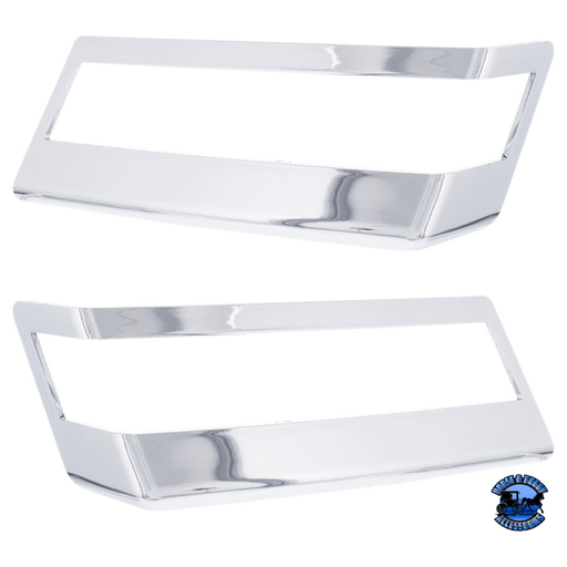 Light Gray CHROME PLASTIC TURN SIGNAL BEZELS FOR 2018-2024 FREIGHTLINER CASCADIA (PAIR) #42442 TURN SIGNAL