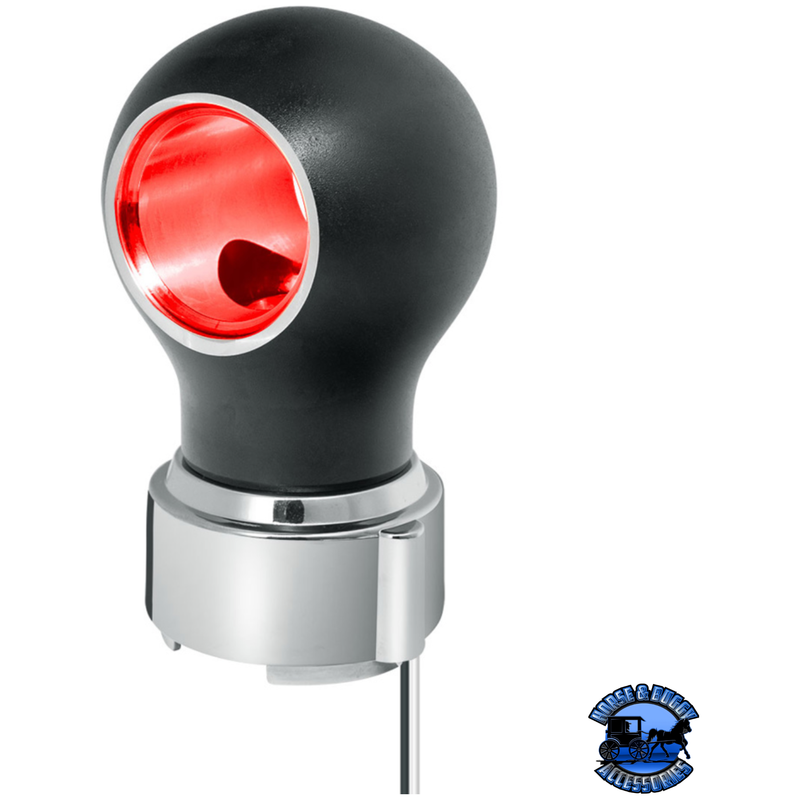 THREAD-ON CHARLOTTE STYLE GEARSHIFT KNOB WITH LED 9/10 SPEED ADAPTER  (Choose Finish)(Choose LED Color) Knob Matte Black / Red Tan