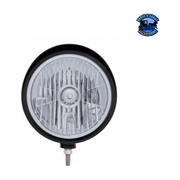 Black "Billet" Style Groove Headlight With Visor Crystal H4 Bulb #32680 HEADLIGHT Dark Gray