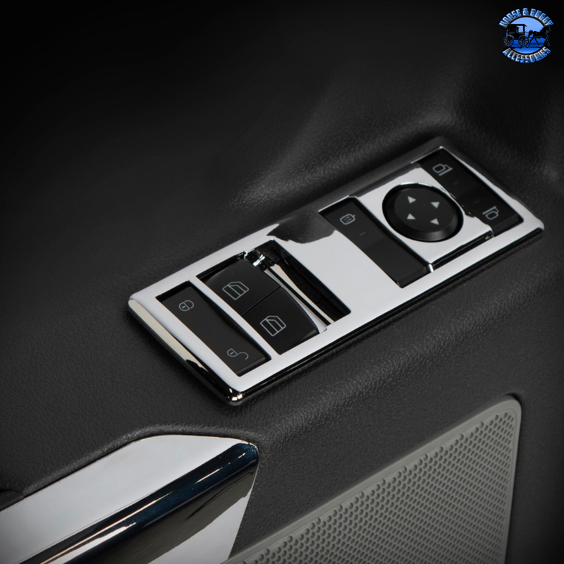 CHROME DOOR SWITCH COVER FOR 2018-2024 FREIGHTLINER CASCADIA (Choose Side) Door Switch Covers Driver's Side / Power Window Mirror & Door Lock,Driver's Side / Power Window & Mirror,Passenger's Side / Power Window & Door Lock,Passenger's Side / Power Window Black