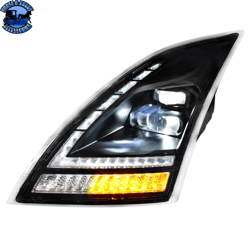 Full LED Headlight With Switchable Sequential Turn Signal. 2018-2024 Volvo VNL (Choose Side)