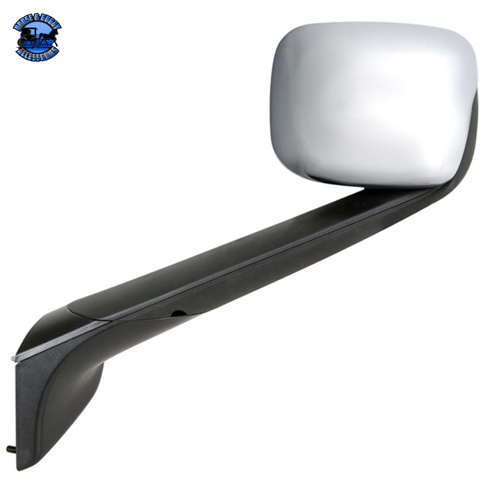 Light Gray Black Hood Mirror With Heated Lens For 2018-2022 Freightliner Cascadia - Driver Hood Mirror Chrome / Driver's Side