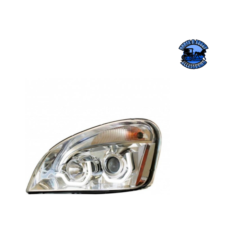 PROJECTION HEADLIGHT WITH WHITE LED POSITION LIGHT FOR 2008-17 FREIGHTLINER CASCADIA (Choose Color) (Choose Side) HEADLIGHT Chrome / Driver's Side Gray