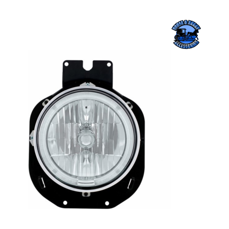 Crystal Headlight With White LED Halo Ring For 1996-2005 Freightliner Century #31282 Crystal Headlight Gray