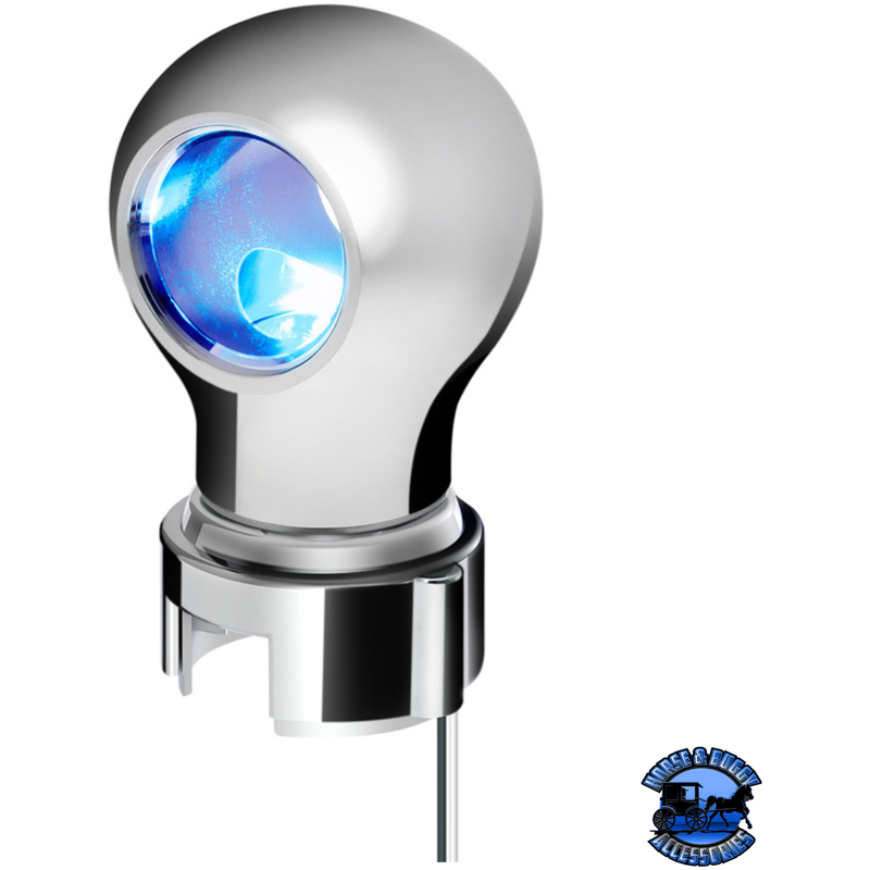 THREAD-ON CHARLOTTE STYLE GEARSHIFT KNOB WITH LED 13/15/18 SPEED ADAPTER  (Choose Finish)(Choose LED Color) Knob Chrome / Blue Light Gray