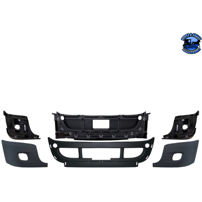 Dark Slate Gray Complete 3-Piece Front Bumper Set (Choose Fog Light Hole) For 2008-2017 Freightliner Cascadia bumper With,Without