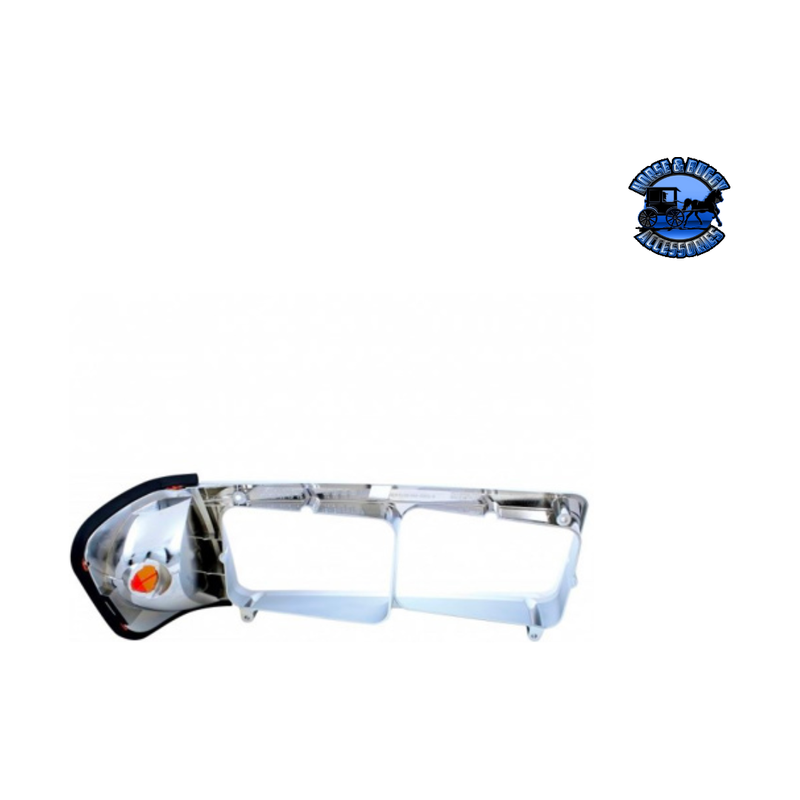 1PC HEADLIGHT BEZEL WITH TURN SIGNAL FOR 1989-2009 FREIGHTLINER FLD (Choose Side) Headlight Bezel Driver's Side,Passenger's Side Light Gray