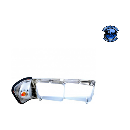 Light Gray 1PC HEADLIGHT BEZEL WITH TURN SIGNAL FOR 1989-2009 FREIGHTLINER FLD (Choose Side) Headlight Bezel Driver's Side,Passenger's Side