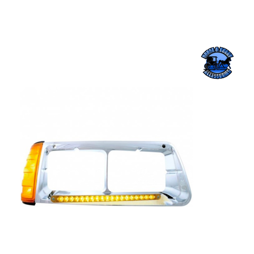 Light Gray 19 LED HEADLIGHT BEZEL WITH TURN SIGNAL FOR 1989-2009 FREIGHTLINER FLD (Choose Color) (Choose Side) LED Headlight Bezel Amber / Passenger's Side