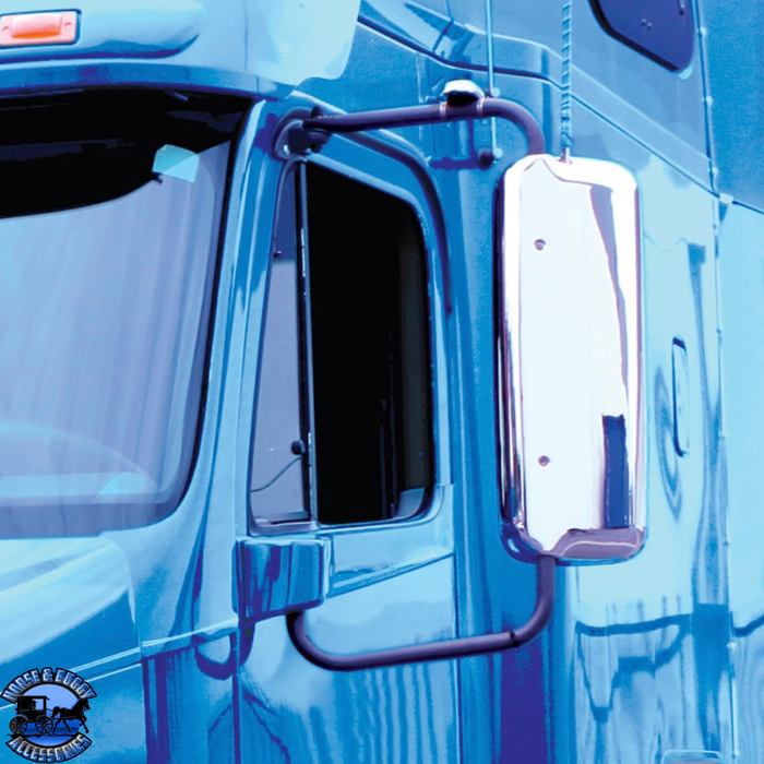 Cornflower Blue Chrome Mirror Cover Set For Freightliner Century (2005-2010) & Columbia (2005-2020) #42060 Mirror Cover