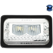 ULTRALIT - HEATED 4" X 6" LED HEADLIGHT WITH GLASS LENS & ALUMINUM HOUSING (Choose Color) (Choose High or Low) Heated LED Headlight Chrome / Low Beam,Chrome / High Beam,Black / Low Beam,Black / High Beam Black