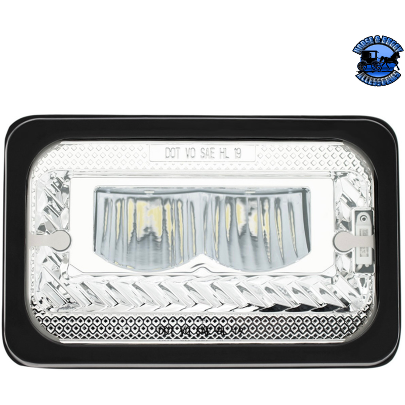 ULTRALIT - HEATED 4" X 6" LED HEADLIGHT WITH GLASS LENS & ALUMINUM HOUSING (Choose Color) (Choose High or Low) Heated LED Headlight Chrome / Low Beam,Chrome / High Beam,Black / Low Beam,Black / High Beam Black