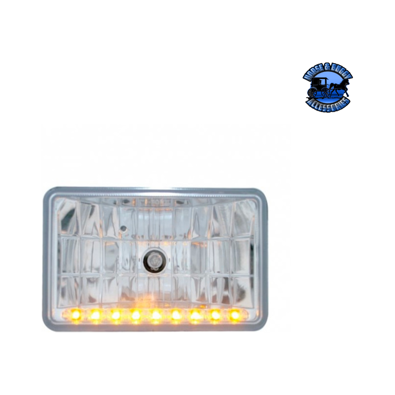 ULTRALIT - 4" X 6" CRYSTAL HEADLIGHT WITH 9 LED POSITION LIGHT (Choose Color) (Choose Side) HEADLIGHT Amber / High Gray