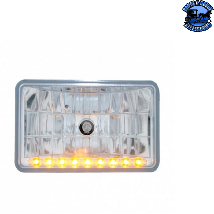 Gray ULTRALIT - 4" X 6" CRYSTAL HEADLIGHT WITH 9 LED POSITION LIGHT (Choose Color) (Choose Side) HEADLIGHT Amber / High