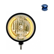 Black "Billet" Style Groove Headlight H4 Bulb With 34 Amber LED #32667 HEADLIGHT Tan