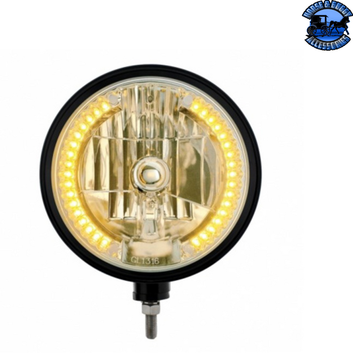 Tan Black "Billet" Style Groove Headlight H4 Bulb With 34 Amber LED #32667 HEADLIGHT