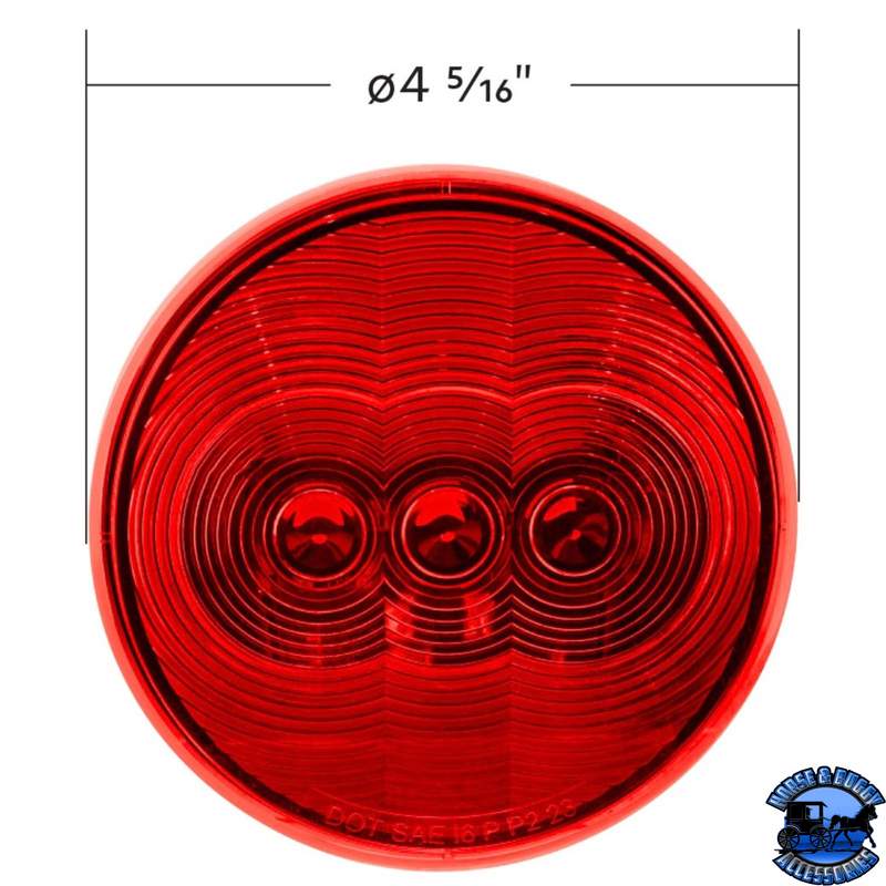 3 LED 4" Round Light (Stop, Turn, & Tail)-Red LED/Red Lens #38064B