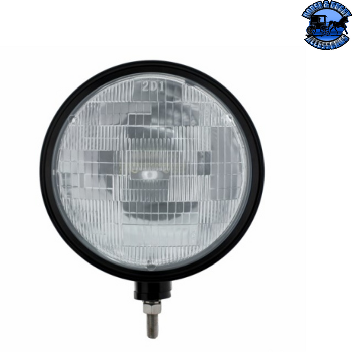Dark Gray Black "Billet" Style Groove Headlight H6024 Bulb #32664 HEADLIGHT