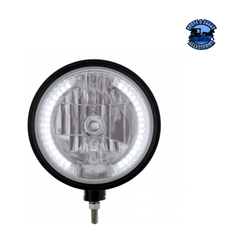 Black "Billet" Style Groove Headlight H4 Bulb With 34 White LED #32668 HEADLIGHT Dark Gray