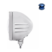 STAINLESS STEEL BULLET EMBOSSED STRIPE HEADLIGHT 11 LED BULB & DUAL MODE LED SIGNAL (Choose Color) universal headlight Clear,Amber Light Gray