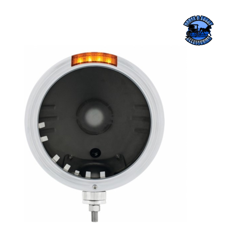 STAINLESS STEEL CLASSIC STRIPE HEADLIGHT NO BULB WITH LED SIGNAL (Choose Color) HEADLIGHT Amber,Clear Light Gray