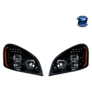 UP-35788 "Blackout" LED Headlight Set For 2008-2017 Freightliner Cascadia (Pair) #35788 LED Headlight Black