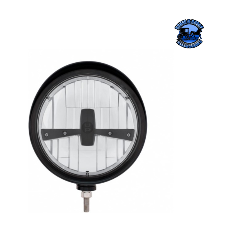 Black "Billet" Style Groove Headlight With Visor 5 LED Bulb - Blackout #32690 HEADLIGHT Dark Slate Gray