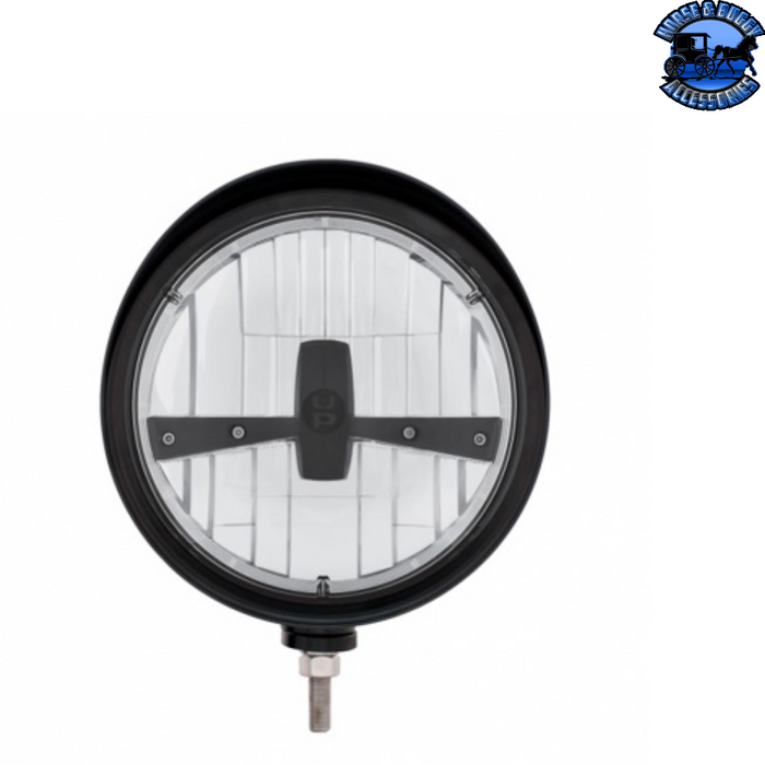 Dark Slate Gray Black "Billet" Style Groove Headlight With Visor 5 LED Bulb - Blackout #32690 HEADLIGHT