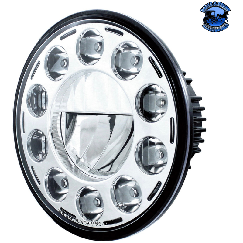ULTRALIT - 11 High Power LED 7" Crystal Headlight - Chrome #31355 LED Headlight Black