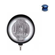 Black "Billet" Style Groove Headlight With Visor H4 Bulb With 34 White LED #32682 HEADLIGHT Dark Gray