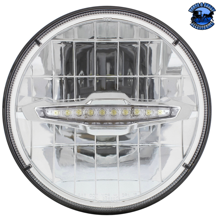 Light Gray ULTRALIT - 3 HIGH POWER LED 7" HEADLIGHT WITH 10 LED POSITION LIGHT BAR (Choose Color) LED Headlight White,Amber