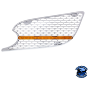 CHROME AIR INTAKE GRILLE WITH LED LIGHT FOR 2012-2021 PETERBILT 579 (Choose Lens Color) (Choose Side) Air Intake Amber / Driver's Side,Amber / Passenger's Side,Clear / Driver's Side,Clear / Passenger's Side Light Gray
