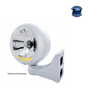 GUIDE 682-C STYLE HEADLIGHT H4 BULB WITH 10 AMBER LED (Choose Color) HEADLIGHT Chrome,Stainless,Black Light Gray