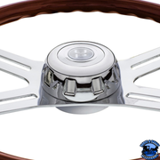 18" BOSS STYLE WOOD STEERING WHEEL WITH HUB & HORN BUTTON KIT FOR PETERBILT (2006+) & KENWORTH (2003+) #88179 steering wheel Black