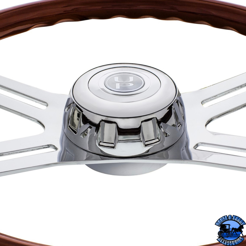 18" BOSS STYLE WOOD STEERING WHEEL WITH HUB & HORN BUTTON KIT FOR PETERBILT (2006+) & KENWORTH (2003+) #88179 steering wheel Black