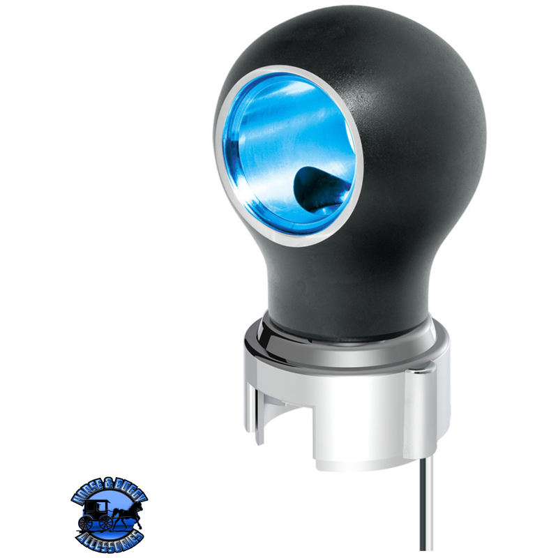 THREAD-ON CHARLOTTE STYLE GEARSHIFT KNOB WITH LED 13/15/18 SPEED ADAPTER  (Choose Finish)(Choose LED Color) Knob Matte Black / Blue Light Gray
