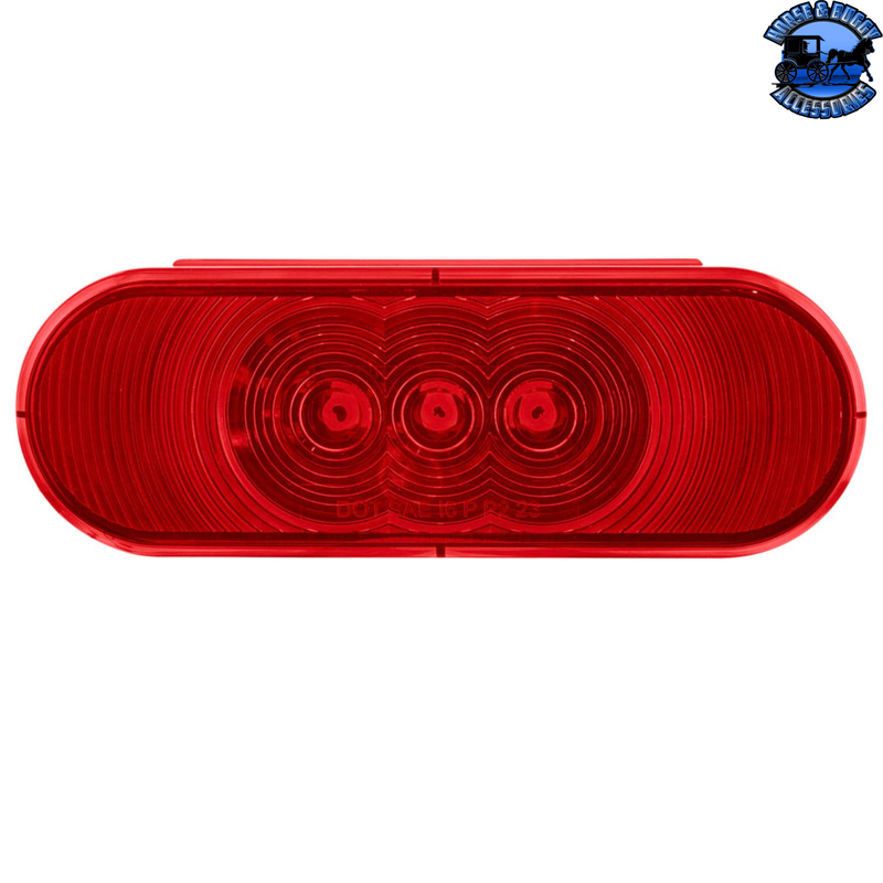 3 LED 6" Oval Light (Stop, Turn, & Tail)- Red LED/Red Lens #38067B