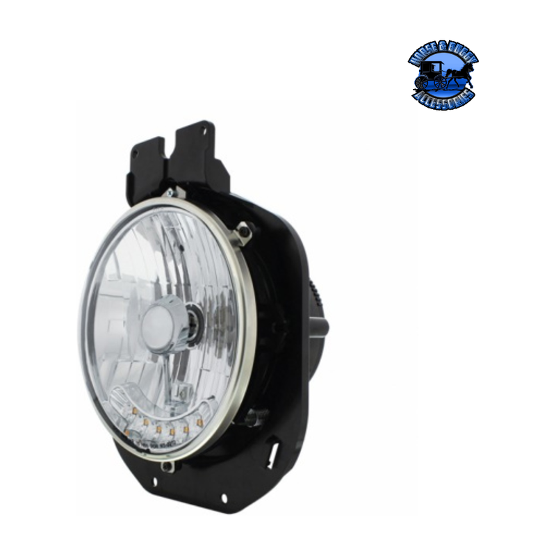 Crystal Headlight With 6 Amber LED For 1996-2005 Freightliner Century #31143 Crystal Headlight Light Gray