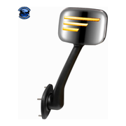 CHROME HOOD MIRROR ASSEMBLY WITH SEQUENTIAL LED TURN SIGNAL FOR 2008-2017 FREIGHTLINER CASCADIA (Choose Side) Mirror Chrome & Black / Driver's Side Dark Slate Gray