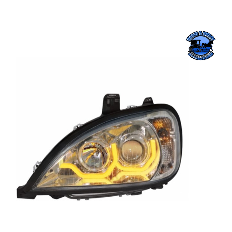 PROJECTION HEADLIGHT WITH DUAL FUNCTION LIGHT BAR FOR 2001-2020 FREIGHTLINER COLUMBIA (Choose Color) (Choose Side) HEADLIGHT Chrome / Driver's Side,Chrome / Passenger's Side,Black / Driver's Side,Black / Passenger's Side Dim Gray
