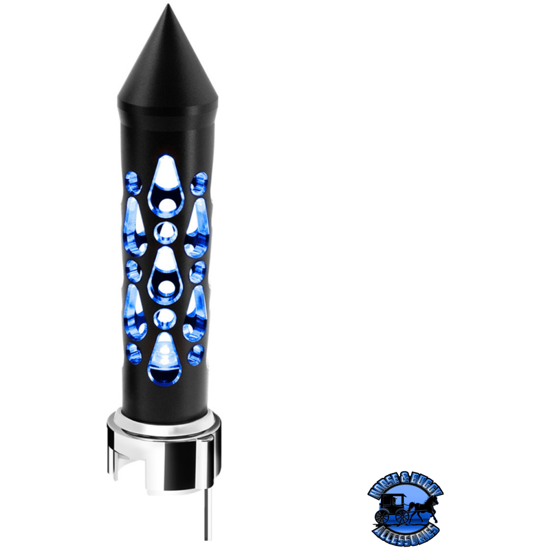 THREAD-ON BROOKLYN STYLE SPIKE GEARSHIFT KNOB WITH LED 13/15/18 SPEED ADAPTER (Choose LED Color) Knob Blue Light Gray