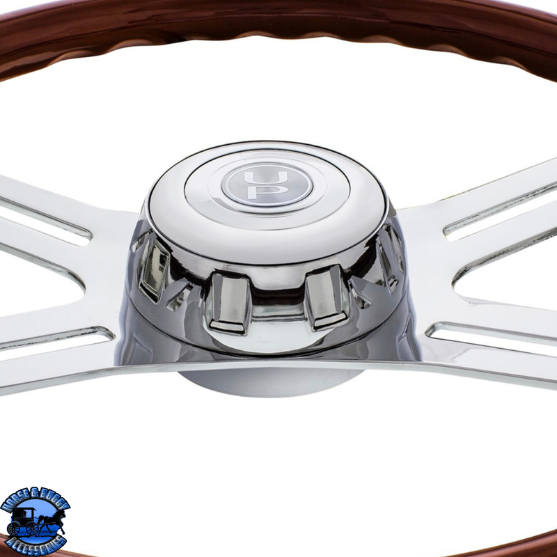 18" FLAME STYLE WOOD STEERING WHEEL WITH HUB & HORN BUTTON KIT FOR PETERBILT (2006+) & KENWORTH (2003+) #88180 steering wheel Black