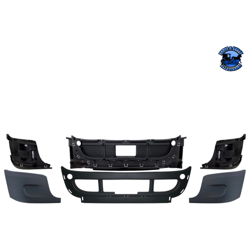 Complete 3-Piece Front Bumper Set (Choose Fog Light Hole) For 2008-2017 Freightliner Cascadia bumper With,Without Dark Slate Gray