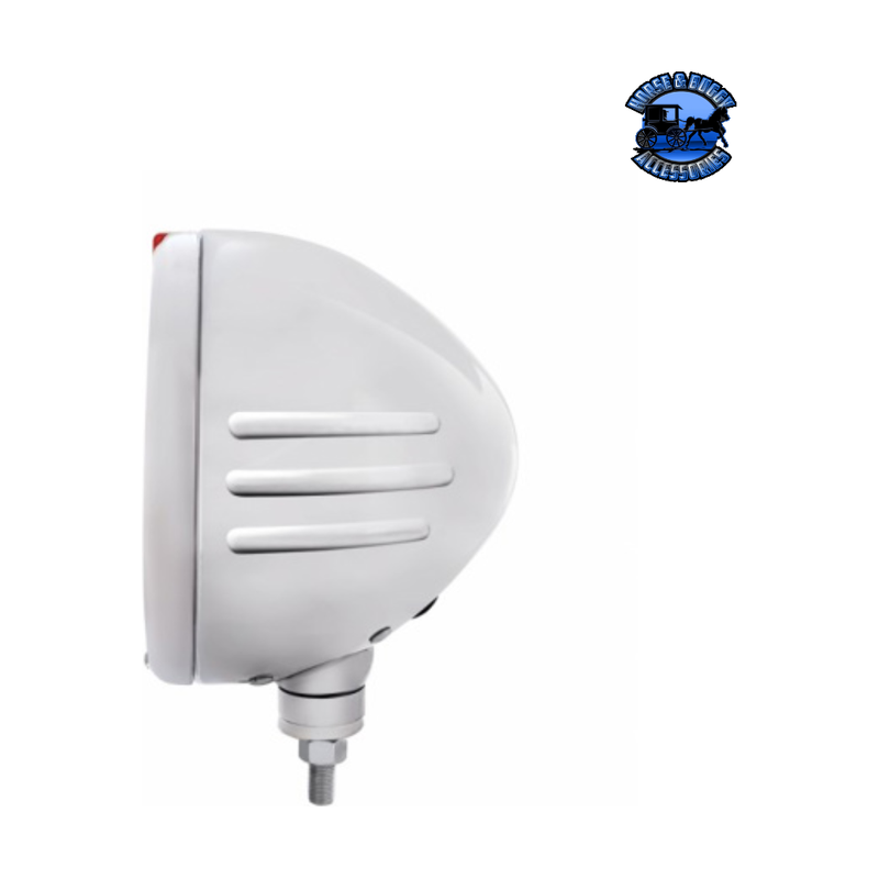 STAINLESS STEEL CLASSIC EMBOSSED STRIPE HEADLIGHT H6024 & DUAL MODE LED SIGNAL (Choose Color) HEADLIGHT Amber,Clear Light Gray