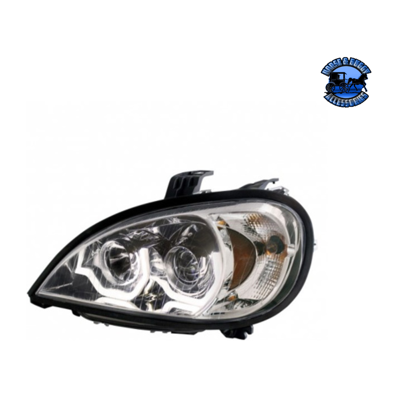 PROJECTION HEADLIGHT WITH LED POSITION LIGHT FOR 2001-2020 FREIGHTLINER COLUMBIA (Choose Color) (Choose Side) HEADLIGHT Chrome / Driver's Side Dark Slate Gray