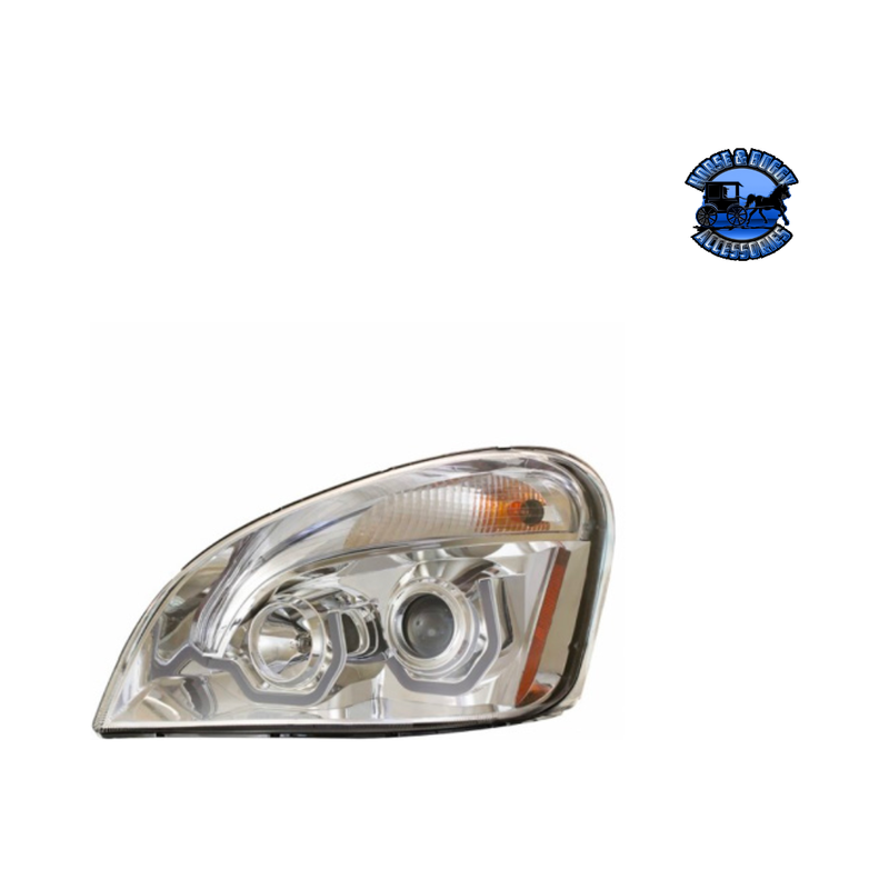 PROJECTION HEADLIGHT W/DUAL FUNCTION AMBER LED POSITION LIGHTS FOR 2008-17 FL CASCADIA (Choose Color) (Choose Side) LED Headlight Chrome / Driver's Side,Chrome / Passenger's Side,Black / Driver's Side,Black / Passenger's Side Dark Gray