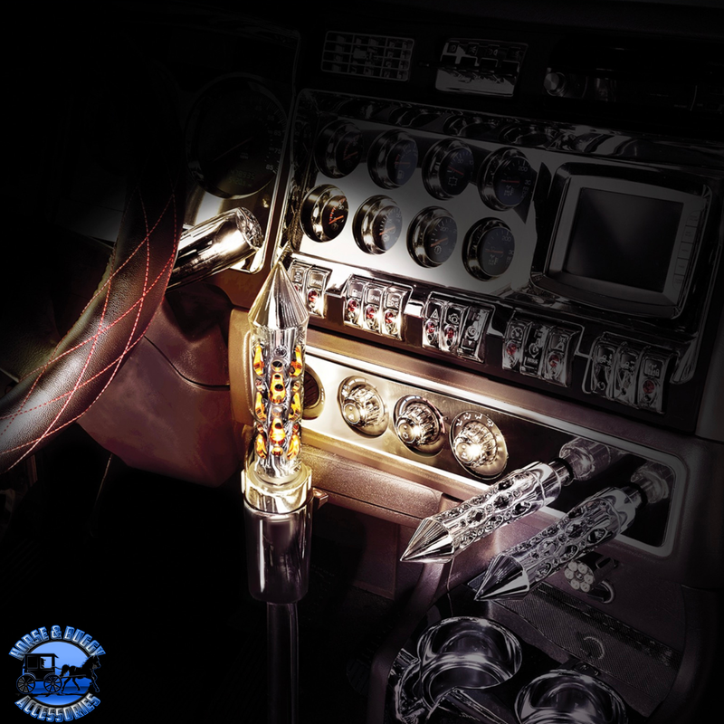 Brooklyn Style Spike Gearshift Knob With LED 13/15/18 Speed Adapter - Chrome/Amber LED #70720